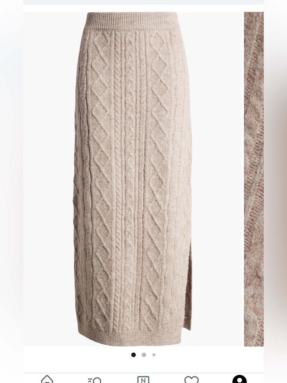 Topshop Cable Knit Maxi Skirt - Mushroom